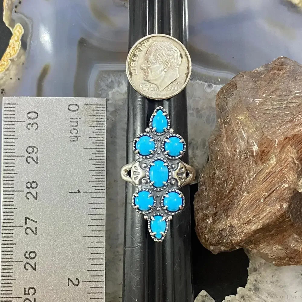 Carolyn Pollack Sterling Silver Sleeping Beauty Turquoise Decorated Cluster Ring